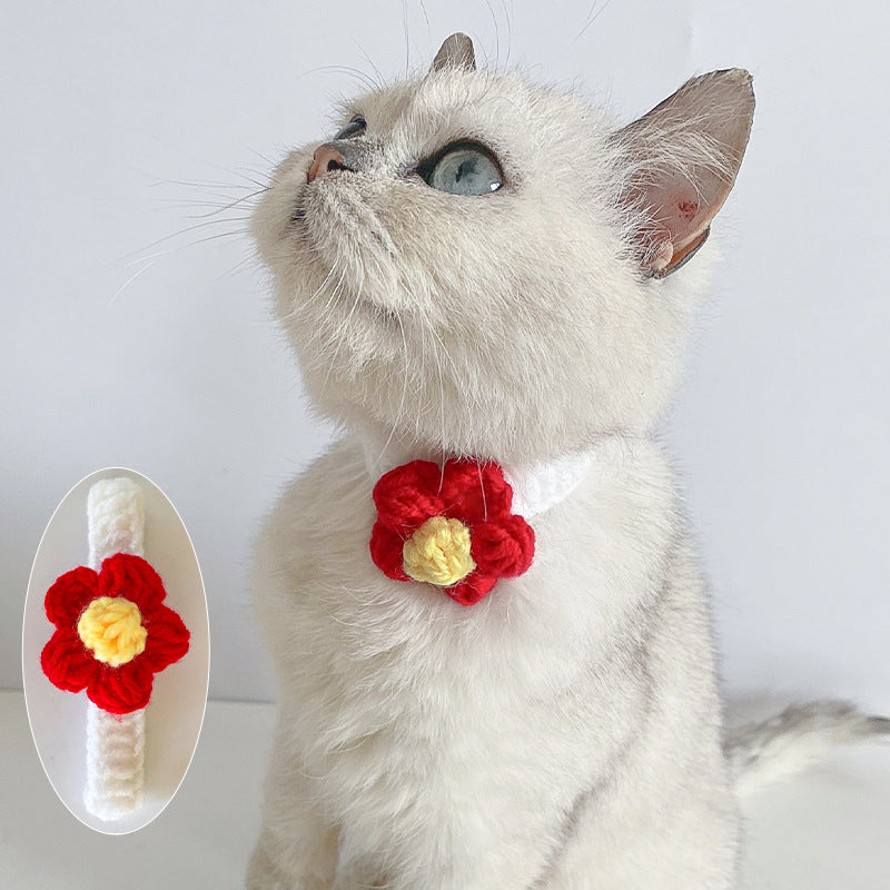 Knitted Pet Collar Scarf – Cosy Winter Necklace for Cats & Small Dogs, Adjustable