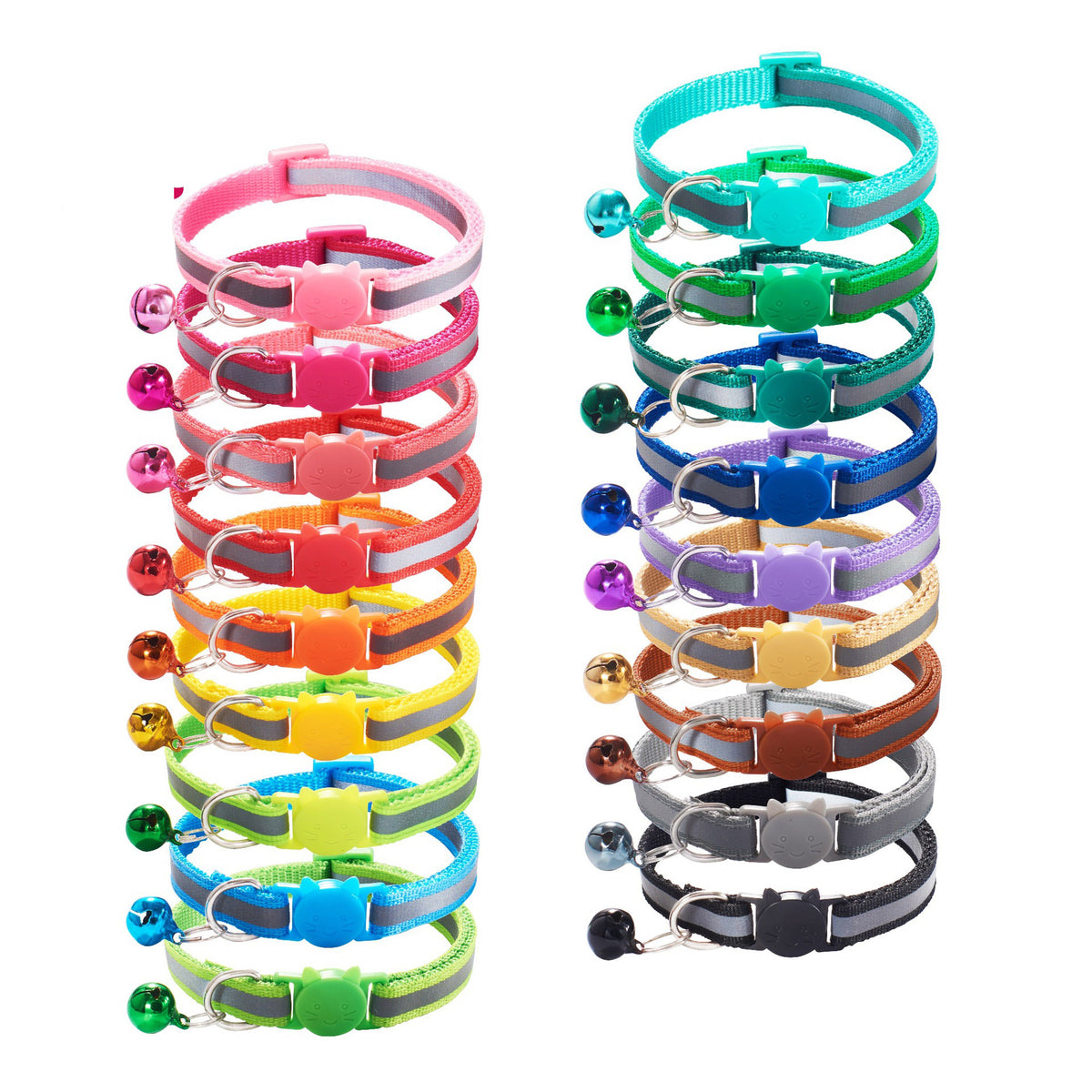 Reflective Cat Collar with Safety Clasp & Bell – Colourful, Adjustable, Lightweight