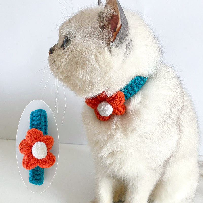 Knitted Pet Collar Scarf – Cosy Winter Necklace for Cats & Small Dogs, Adjustable
