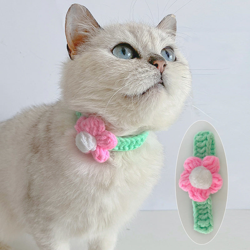 Knitted Pet Collar Scarf – Cosy Winter Necklace for Cats & Small Dogs, Adjustable