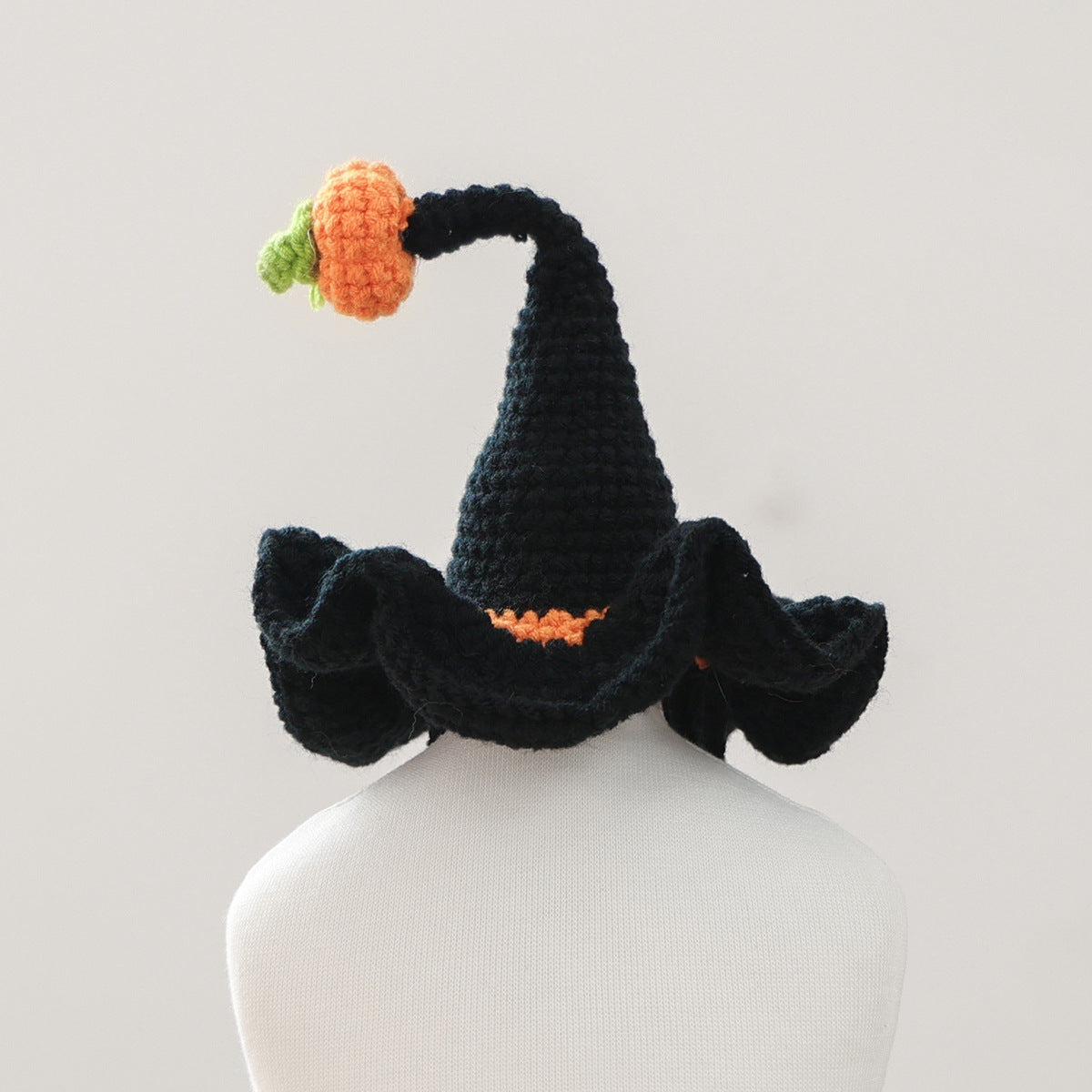 Pet Hair Knit Pumpkin Wizard Hat for Small Dogs and Cats, Halloween Pet Costume, Dog and Cat Hat