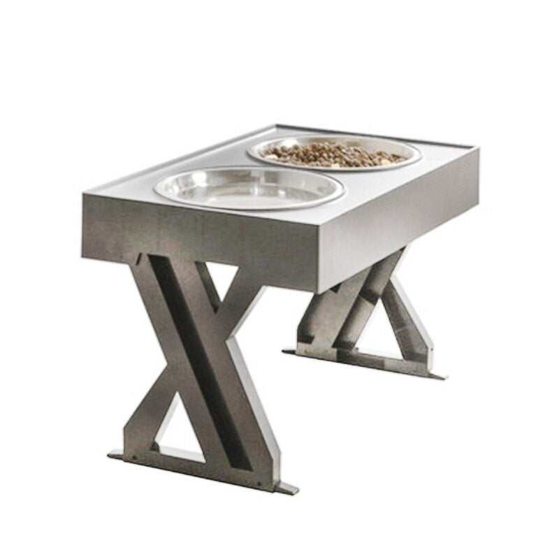 Raised Double Dog Bowl – Non-Slip Stainless Steel, Adjustable Height | Healthy Posture Feeding