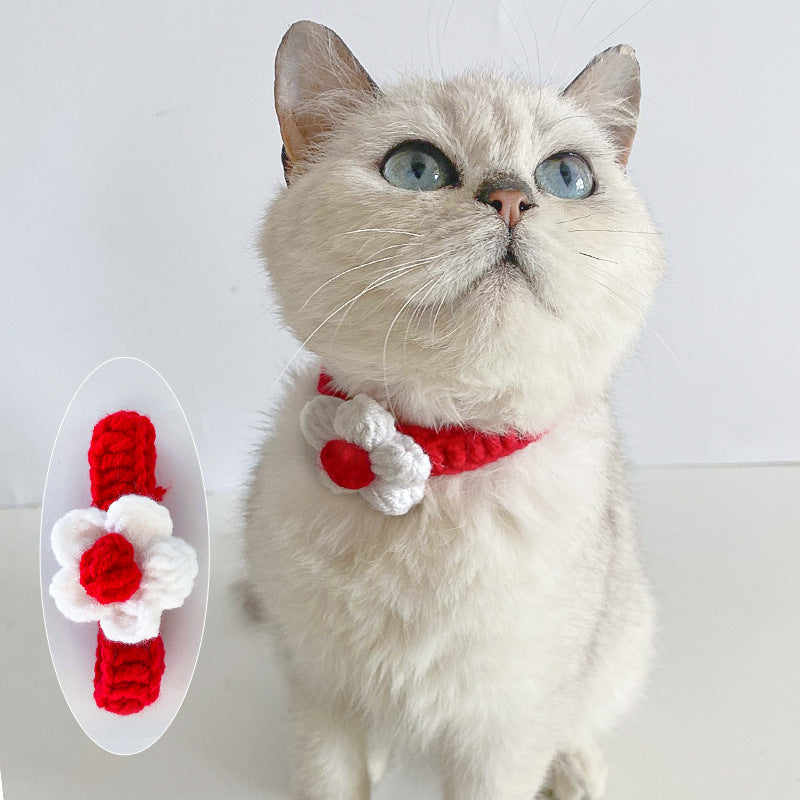 Knitted Pet Collar Scarf – Cosy Winter Necklace for Cats & Small Dogs, Adjustable