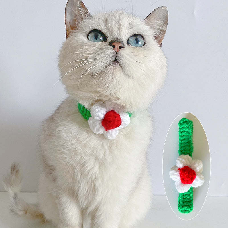 Knitted Pet Collar Scarf – Cosy Winter Necklace for Cats & Small Dogs, Adjustable