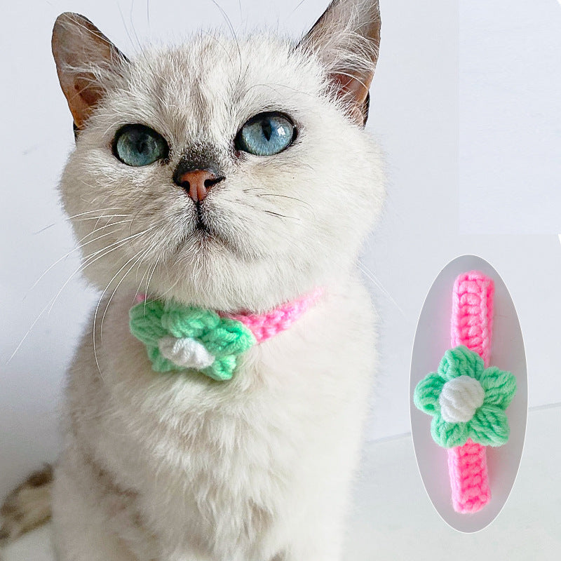 Knitted Pet Collar Scarf – Cosy Winter Necklace for Cats & Small Dogs, Adjustable