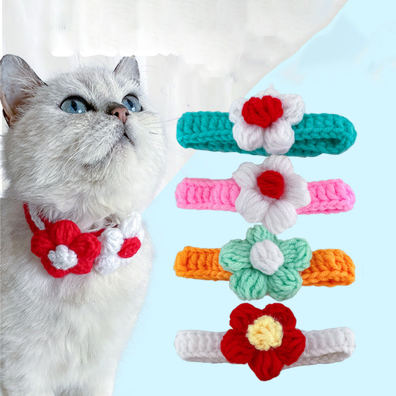 Knitted Pet Collar Scarf – Cosy Winter Necklace for Cats & Small Dogs, Adjustable