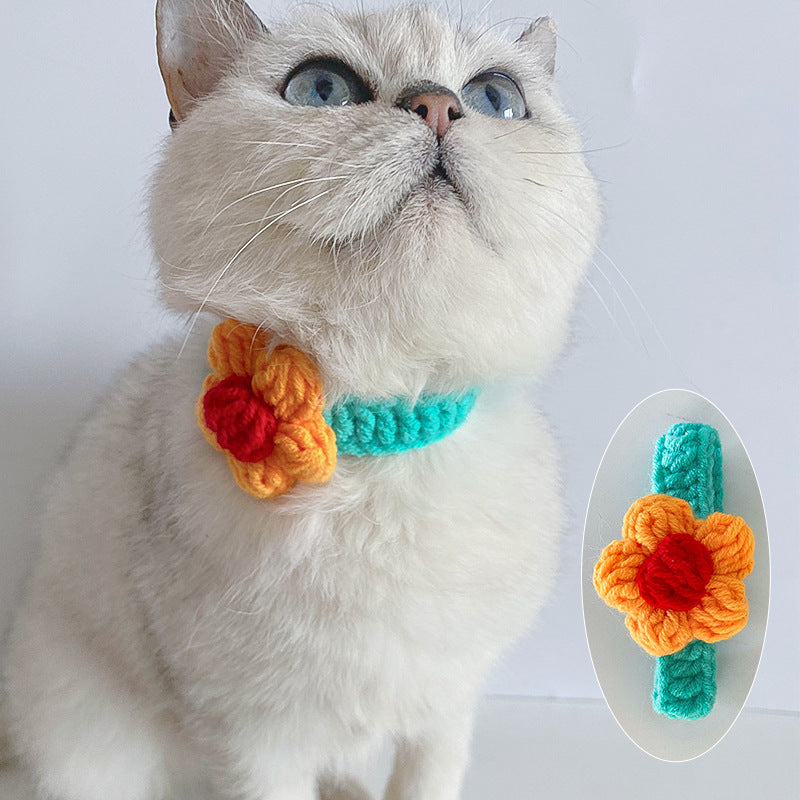 Knitted Pet Collar Scarf – Cosy Winter Necklace for Cats & Small Dogs, Adjustable