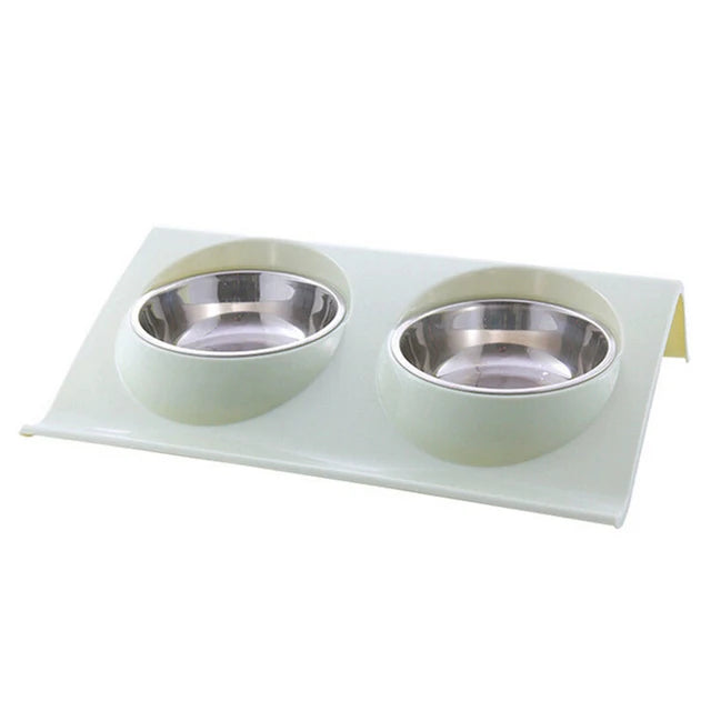 Stainless Steel Double Pet Bowl – Food & Water Feeder for Cats & Dogs