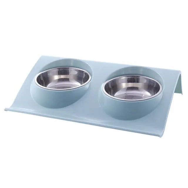 Stainless Steel Double Pet Bowl – Food & Water Feeder for Cats & Dogs