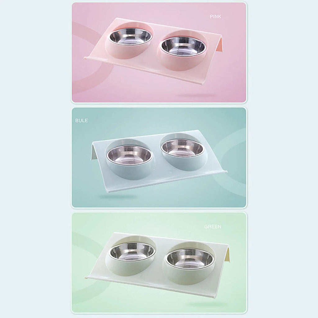 Stainless Steel Double Pet Bowl – Food & Water Feeder for Cats & Dogs