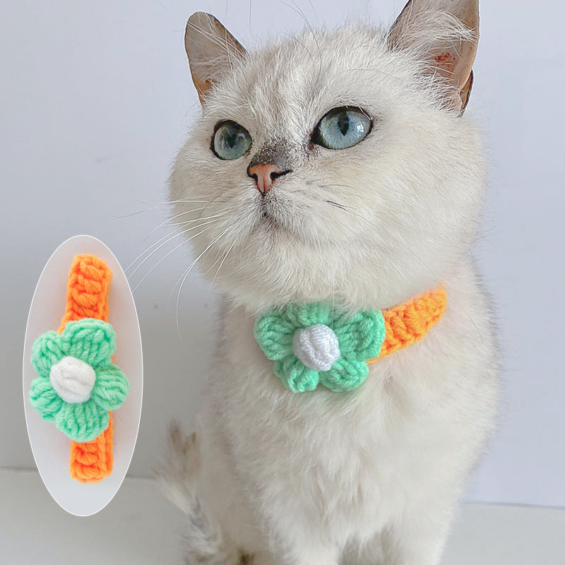 Knitted Pet Collar Scarf – Cosy Winter Necklace for Cats & Small Dogs, Adjustable