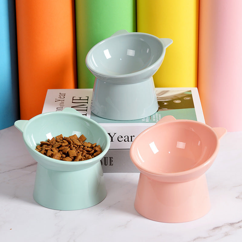 Tilted Raised Cat Bowl – Ergonomic Slanted Design to Protect Spine | Cats & Small Dogs